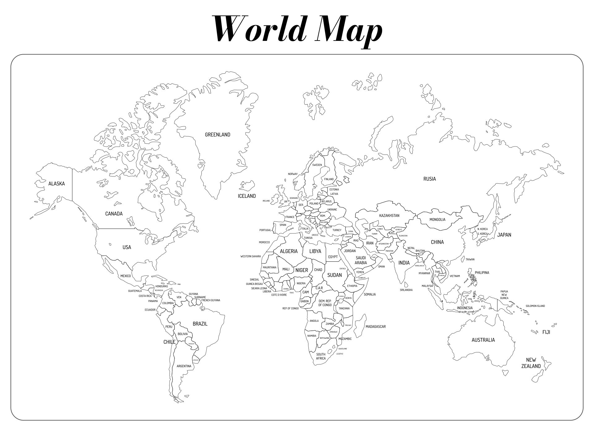 10 Best Printable Labeled World Map Printablee Label Printable 2172