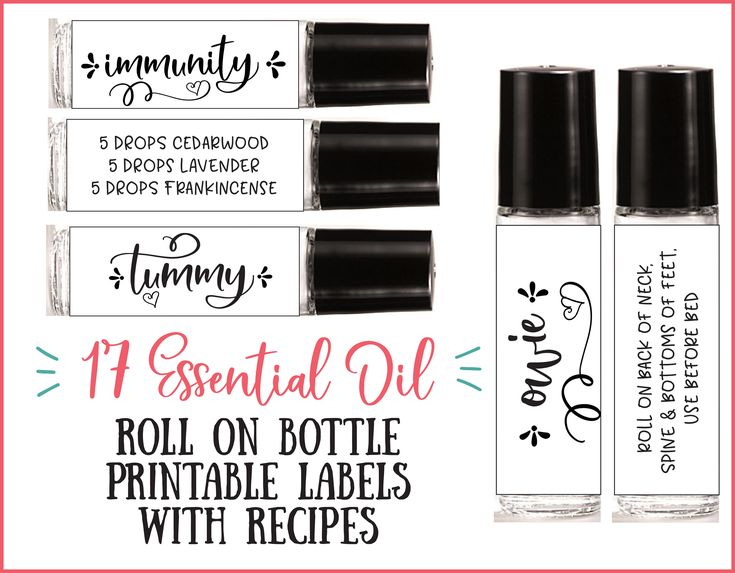 17 Essential Oil Roll On Bottle Printable Recipe Labels Etsy 