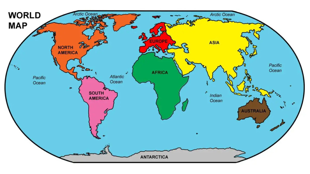 5 Free Full Details Blank World Map With Oceans Labeled In PDF World 