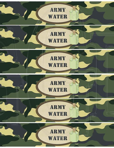 Army Water Bottle Labels Army Party Printables Army Birthday Etsy 