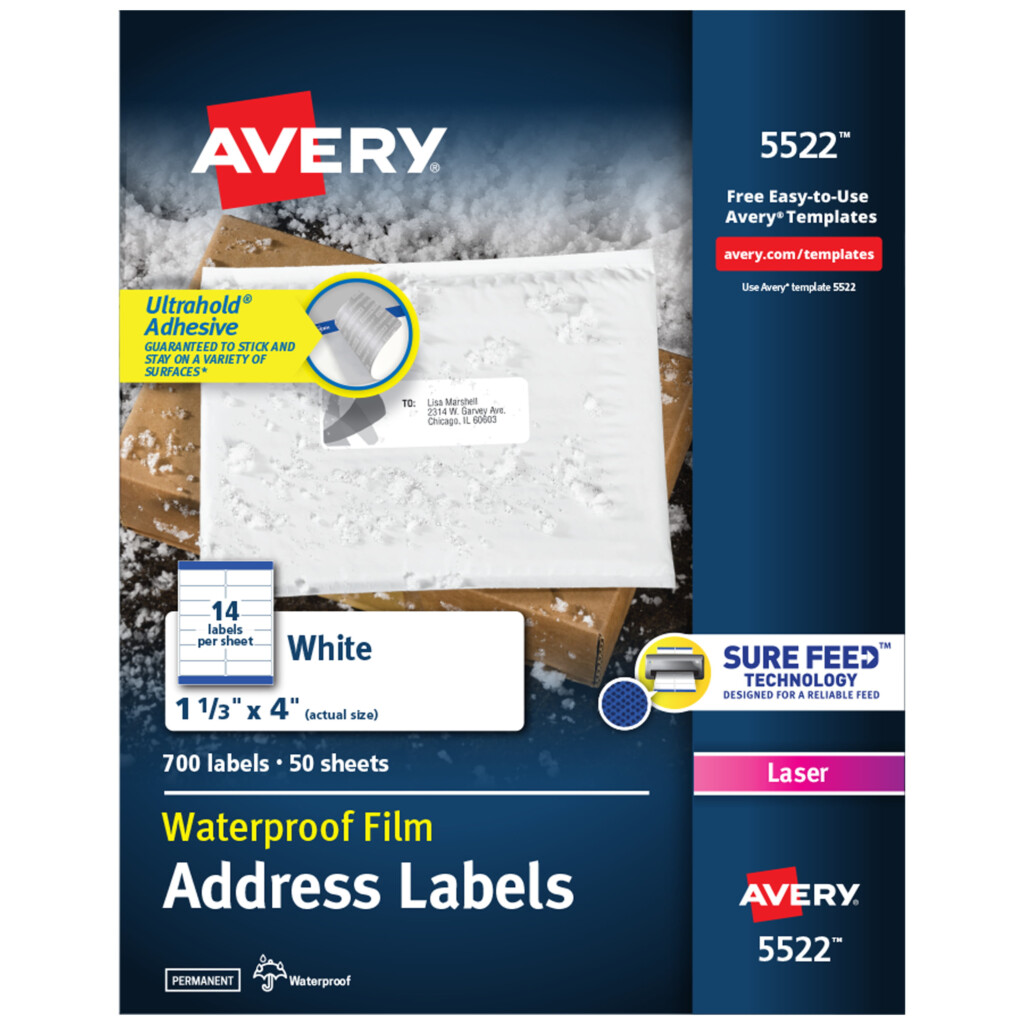 Avery Waterproof Address Labels With Sure Feed TrueBlock 1 1 3 X 4 