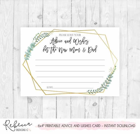 Baby Shower Advice Card Printable Advice And Wishes Card Advice For The 