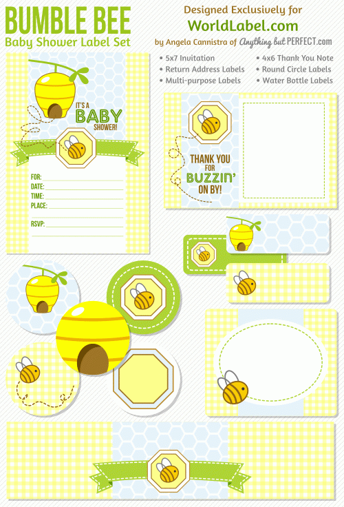 Baby Shower Labels In A Bumble Bee Girls Theme Free Printable Labels