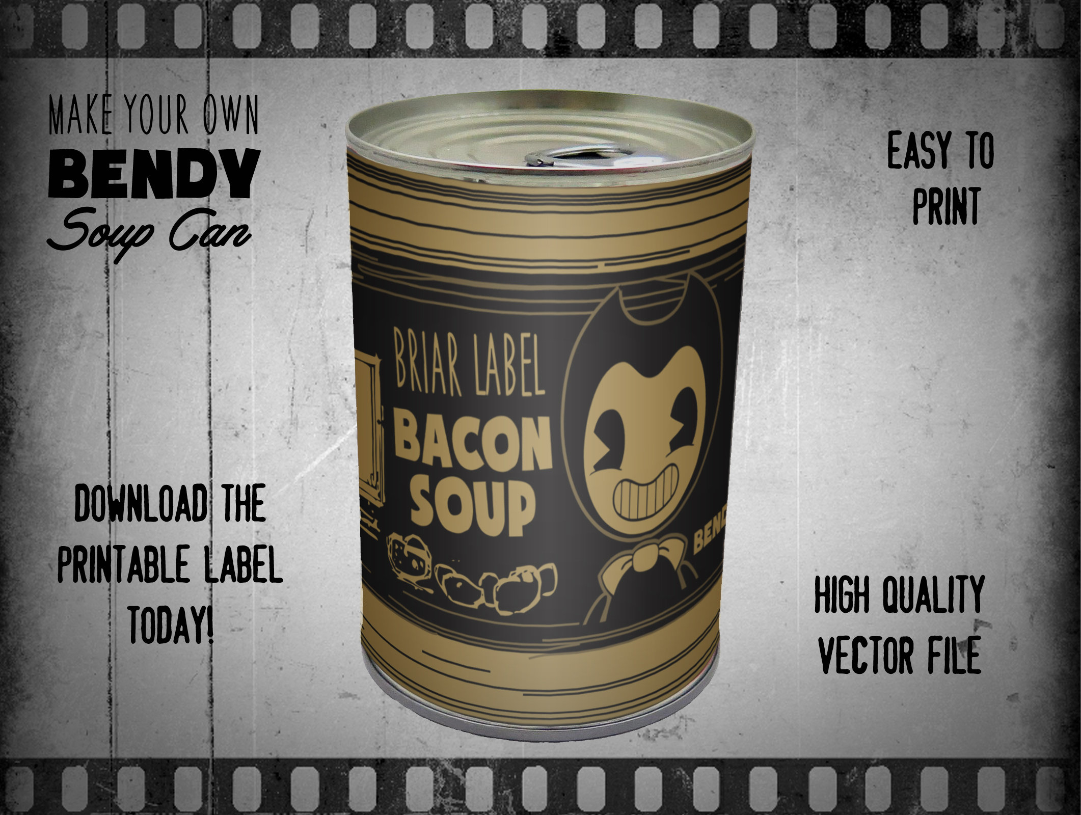 Bacon Soup Label Inspired By Bendy And The Ink Machine Etsy