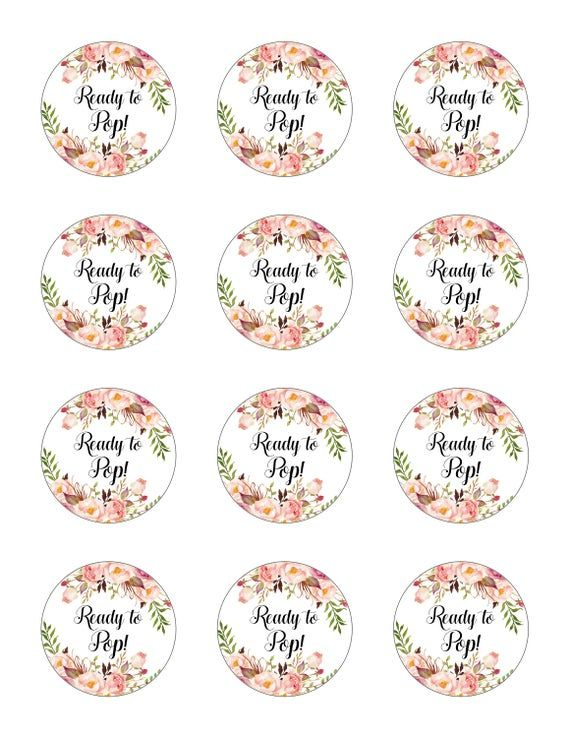 Boho Ready To Pop Stickers Printable Tags Pink Floral Baby Shower 