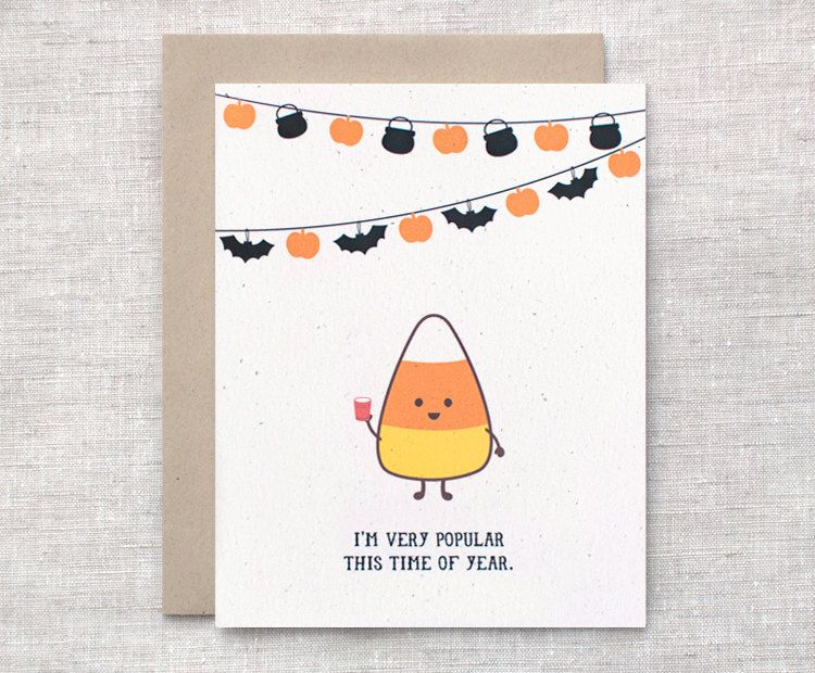 Candy Corn Card Funny Halloween Cards Halloween Greeting Card Candy