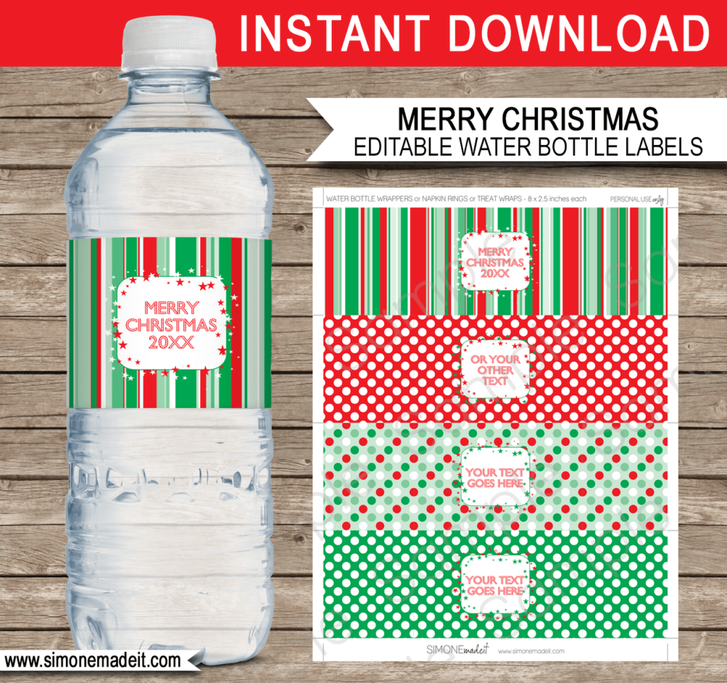 Christmas Water Bottle Labels AV78 Advancedmassagebysara