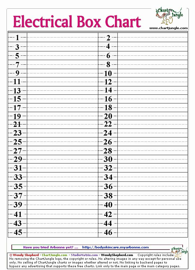 Circuit Breaker Panel Label Template Excel Unique Electrical Box Chart 