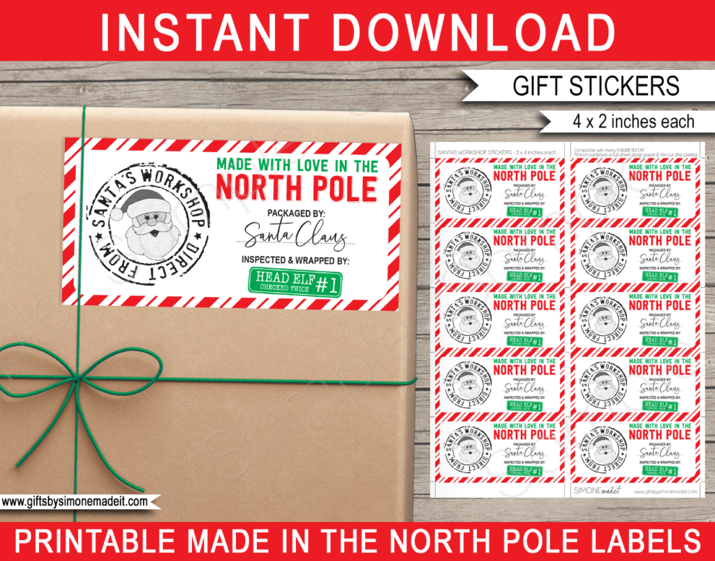 EDITABLE Elf North Pole Shipping Labels Santa Mail Christmas Mail St 