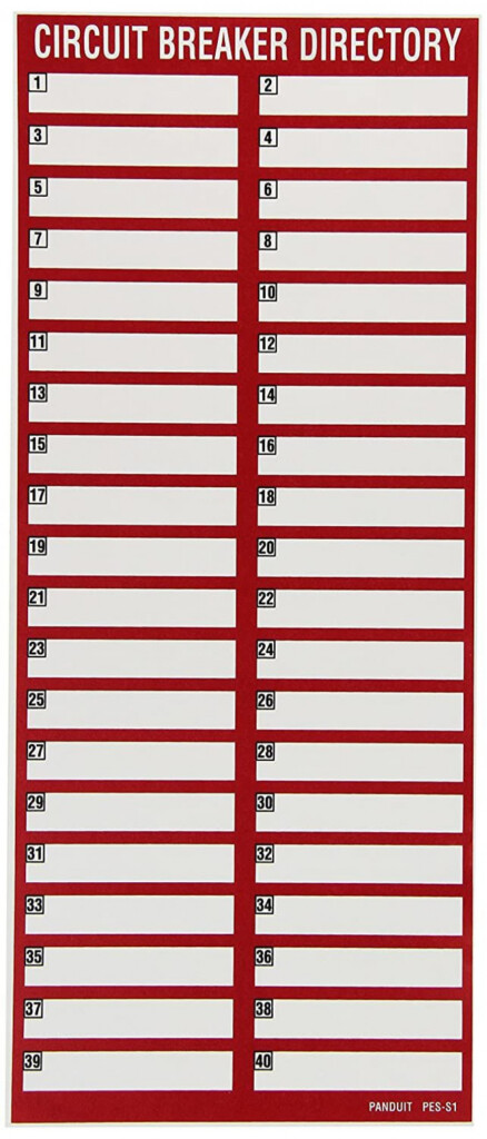 Electrical Panel Label Template Addictionary