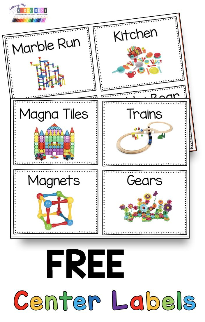 FREE Center Labels Math And Literacy Centers For Preschool Pre k And 