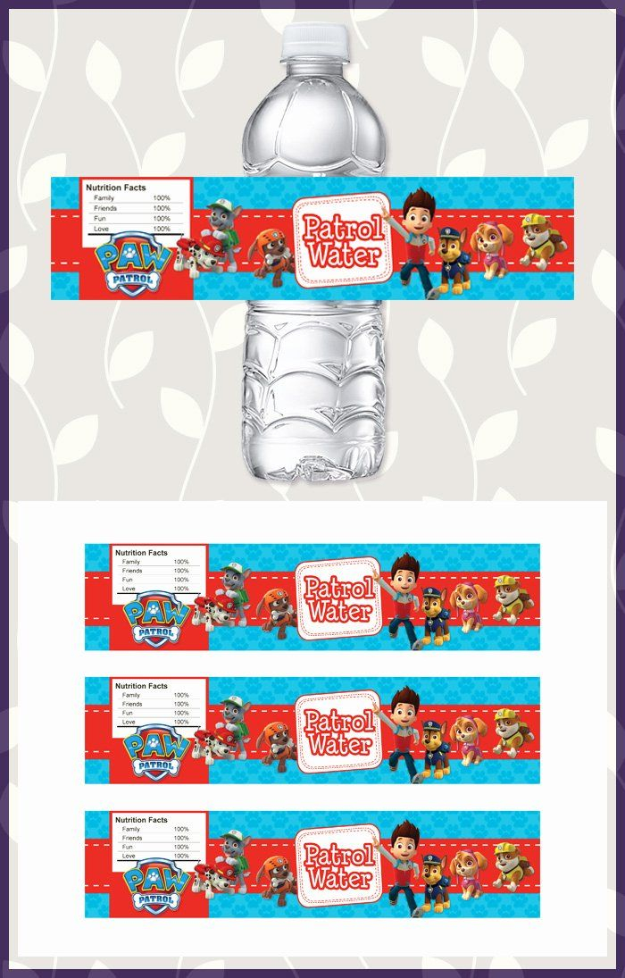 Free Downloadable Water Bottle Labels New Free Printable Paw Patrol 