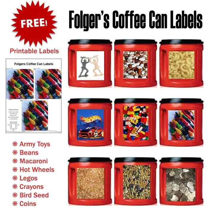 Free Folger s Coffee Can Labels Folgers Coffee Container Crafts 