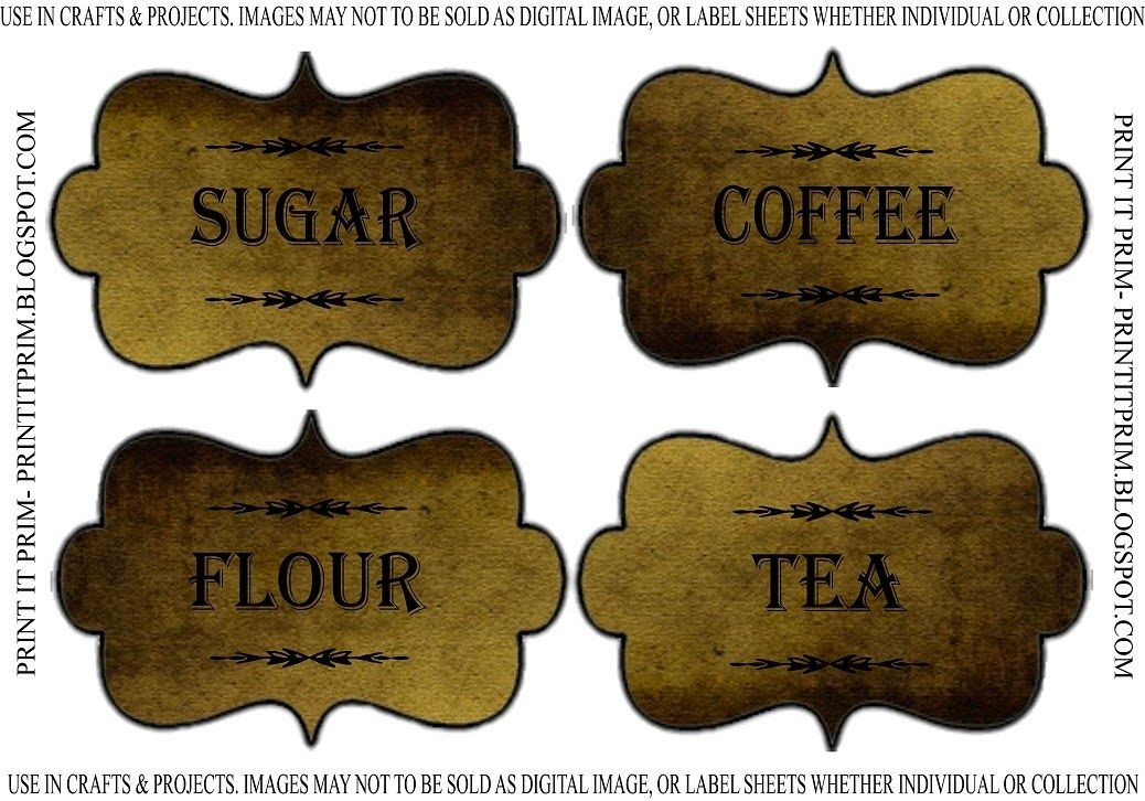 FREE PANTRY LABELS Tea Coffee Sugar Flour Free Pantry Labels 