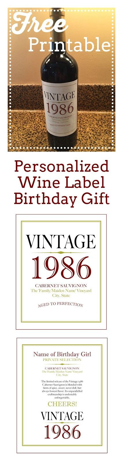 Free Printable For Personalized Wine Label Birthday Gift Wine Label 
