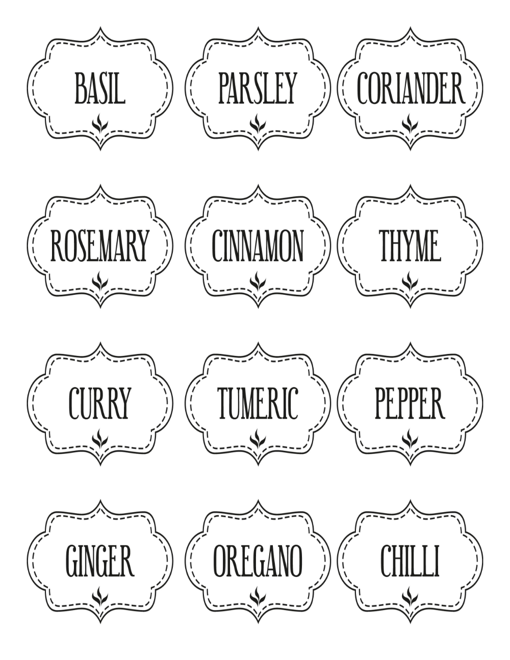 Free Printable Kitchen Spice Labels Labels Spice In Farmhouse 