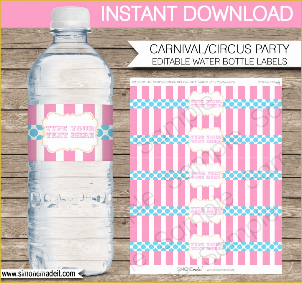 Free Printable Water Bottle Template Of Editable Carnival Water Bottle 