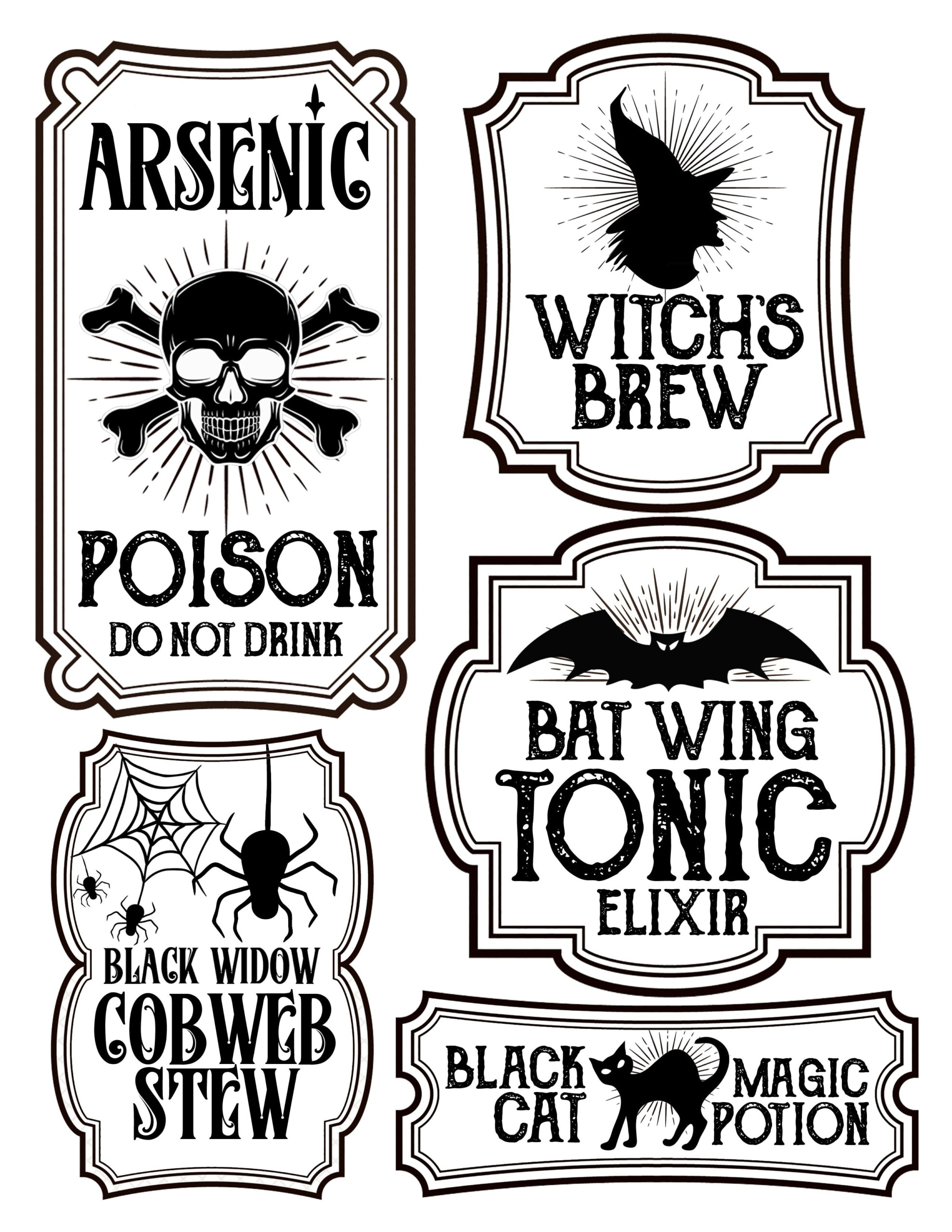 Halloween Bottle Labels Free Printables Potions Labels Halloween 