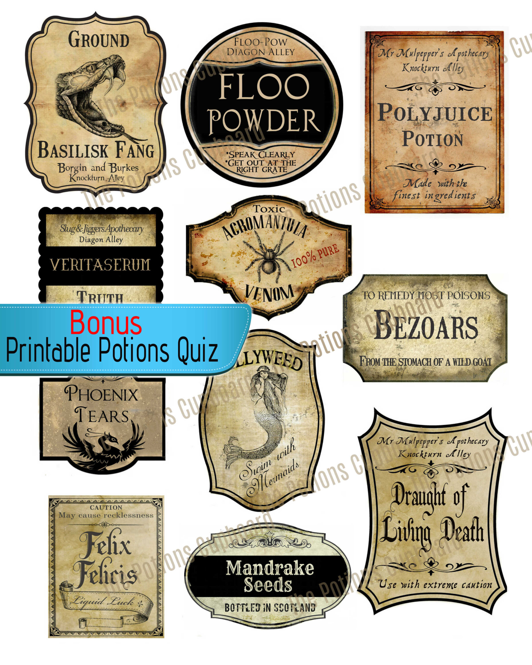 Harry Potter Potion Bottle Labels Printable Vintage Potion Bottle 