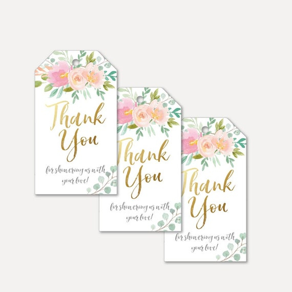 Instant Download Favor Tags Print Your Own Polka Dots And Flowers Thank 