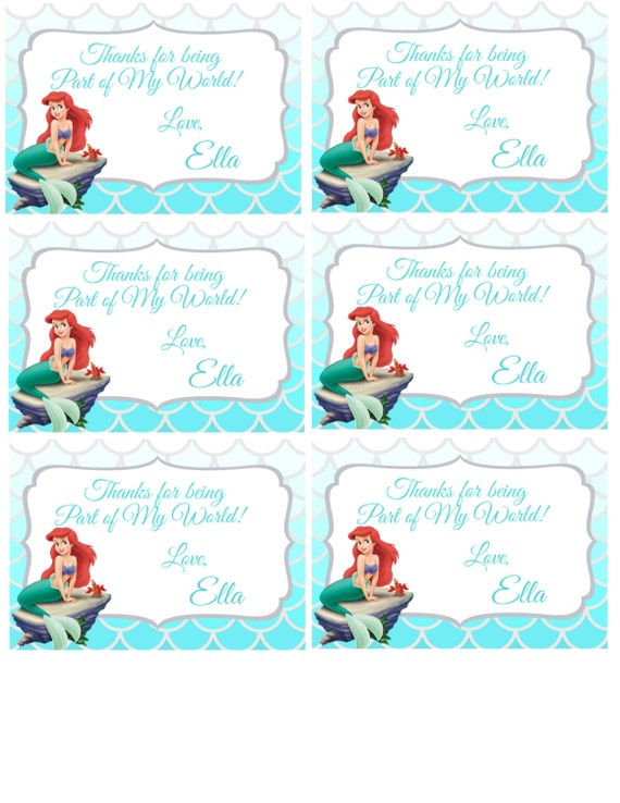 Little Mermaid Printable Customized Labels By OnceUponAdorable - Label ...