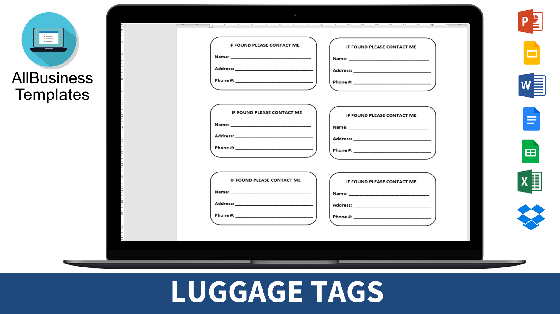 Luggage Label Template Free Download