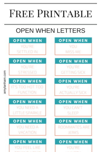 Open When Printable DIY With Amy