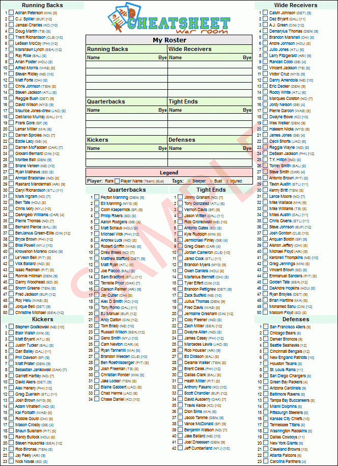 Printable 2022 Fantasy Football Cheat Sheets Fantasy Football Cheat 