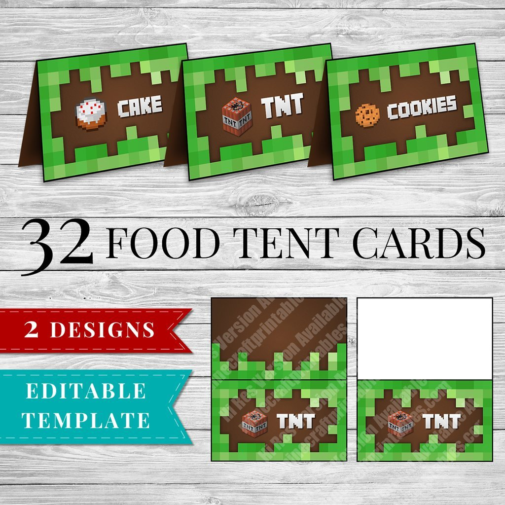 Printable Minecraft Food Labels Minecraft Printable Birthday Party 