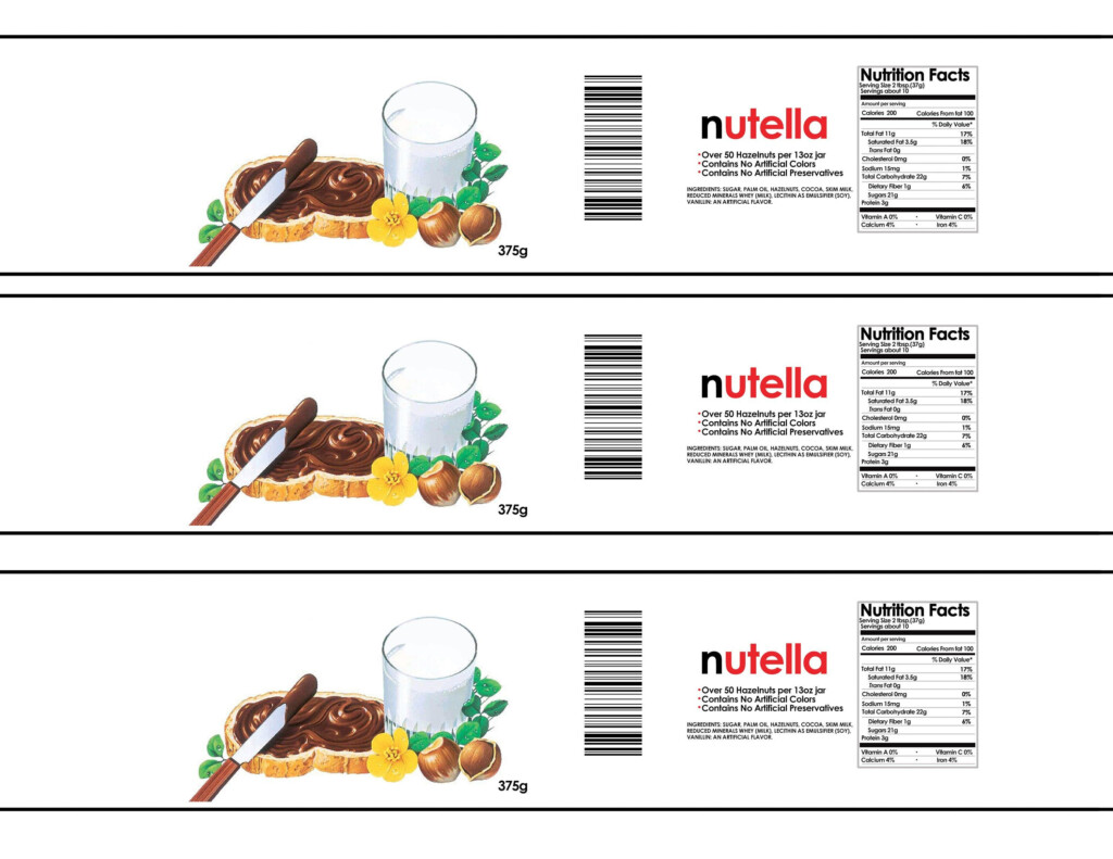 Printable Nutella Label Template Free Printable Form Templates And 