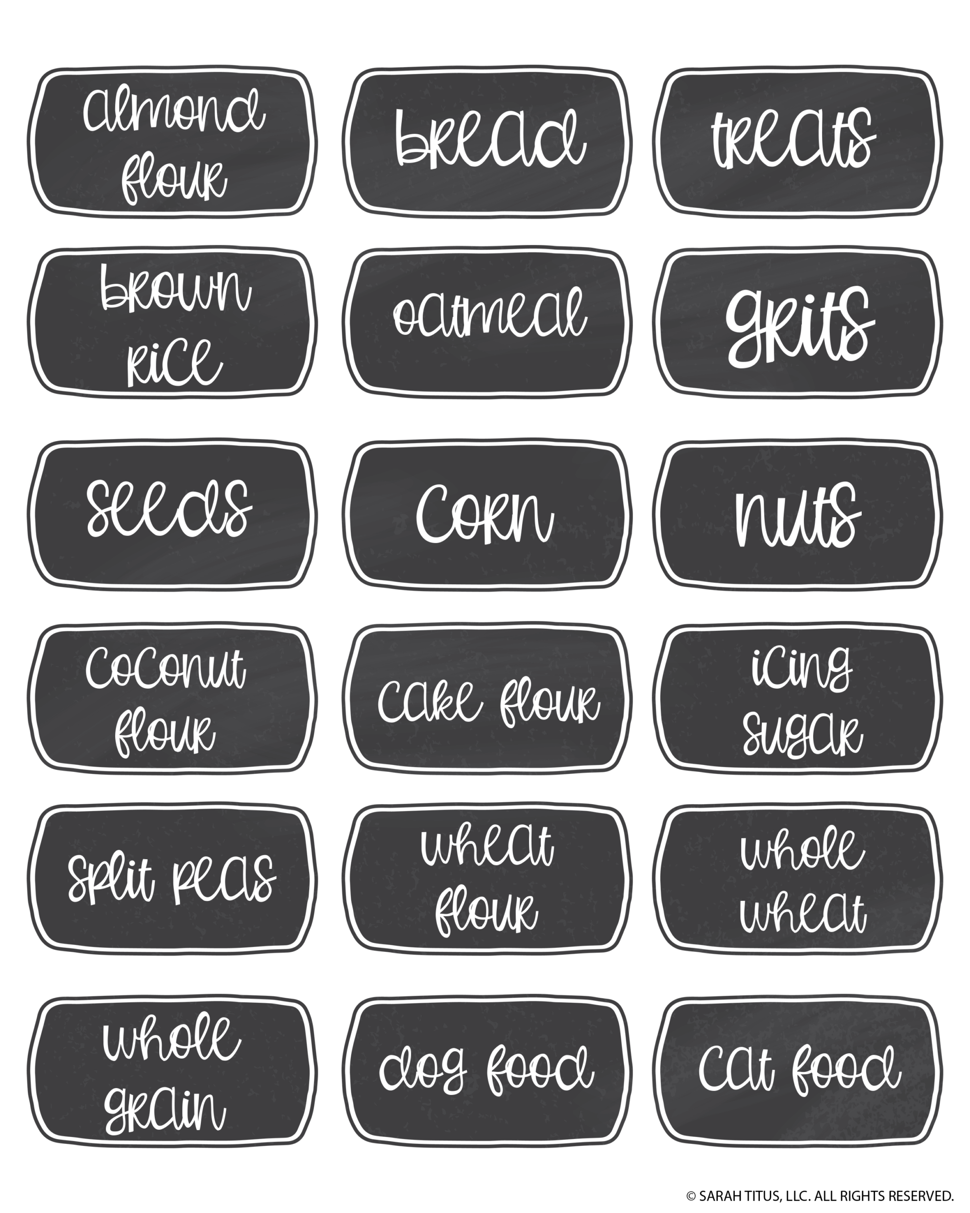 Printable Pantry Labels