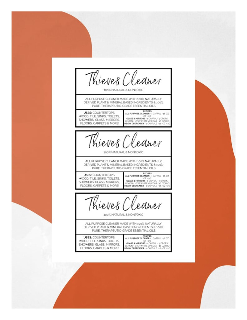 PRINTABLE Thieves Cleaner Label Printable All Purpose Cleaner Etsy
