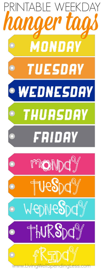 Printable Weekday Hanger Tags Living Well Spending Less 