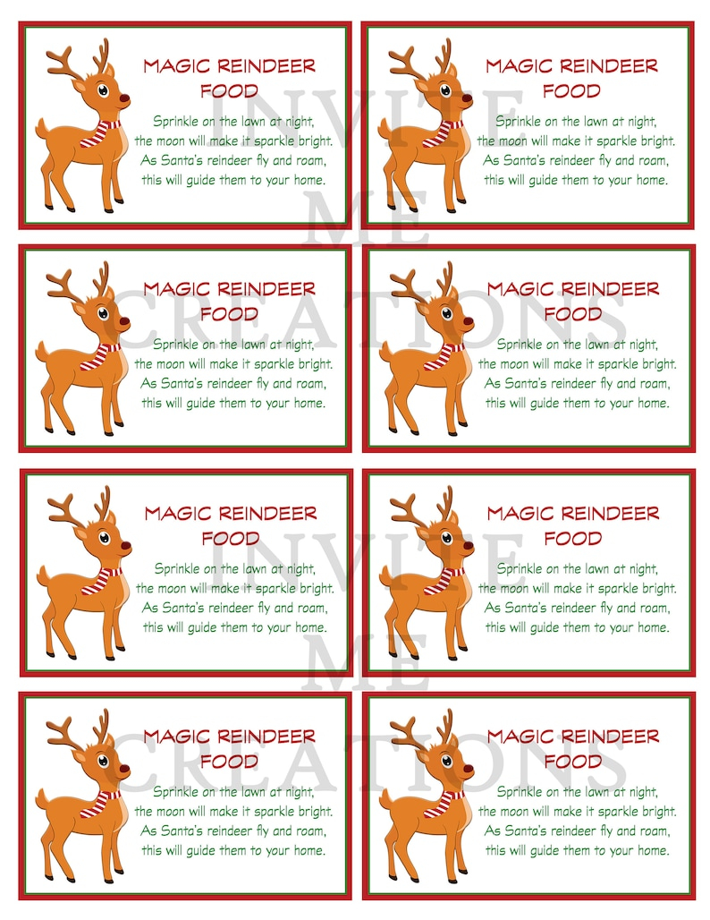 Reindeer Food Tags Printable Printable Word Searches - Label Printable