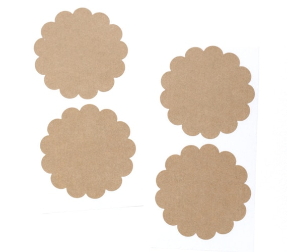 Scallop Circle Stickers 10 Kraft Scalloped Labels By Sweet Estelle s 