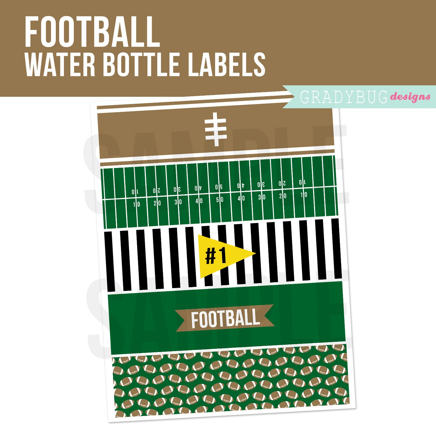 Superbowl Printable Football Water Bottle Labels Printable