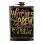 TB Witches Brew Flask Vintage Witch Witches Brew Halloween Labels