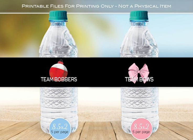 Team Bobbers Or Bows Gender Reveal Water Bottle Printable Etsy In 