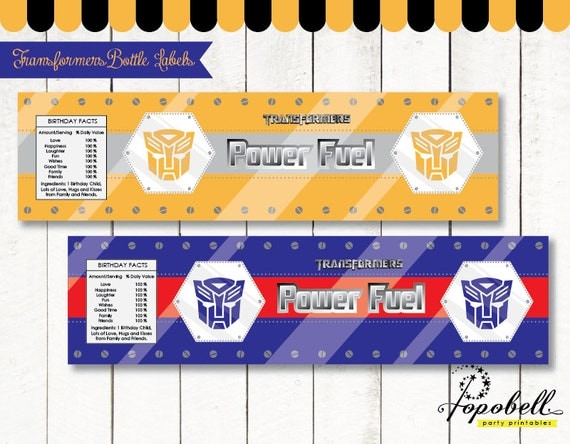 Transformers Bottle Labels For Transformers Birthday Party Instant 