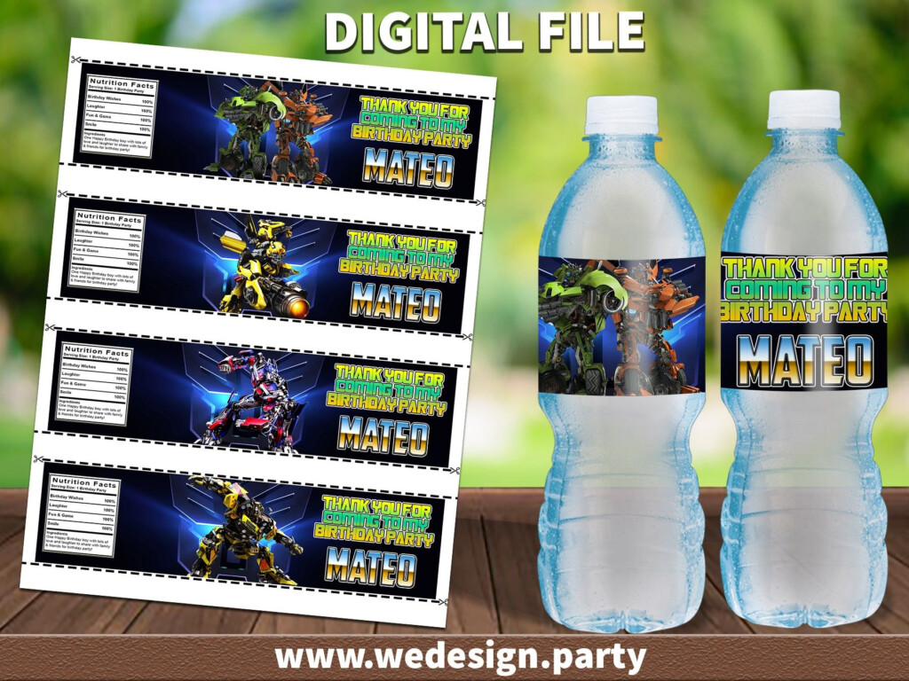 Transformers Water Bottle Labels Transformers Birthday Water Bottle 