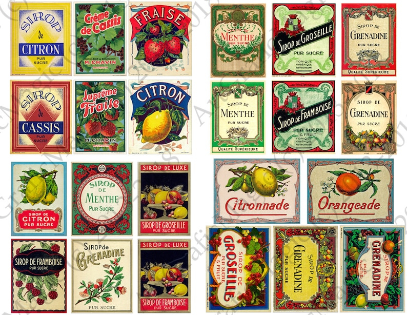 Vintage Food Labels Printable Digital Collage Instant Etsy