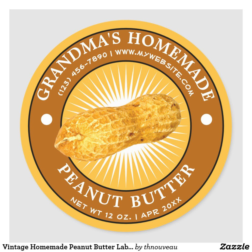 Vintage Homemade Peanut Butter Label Template Zazzle Homemade 