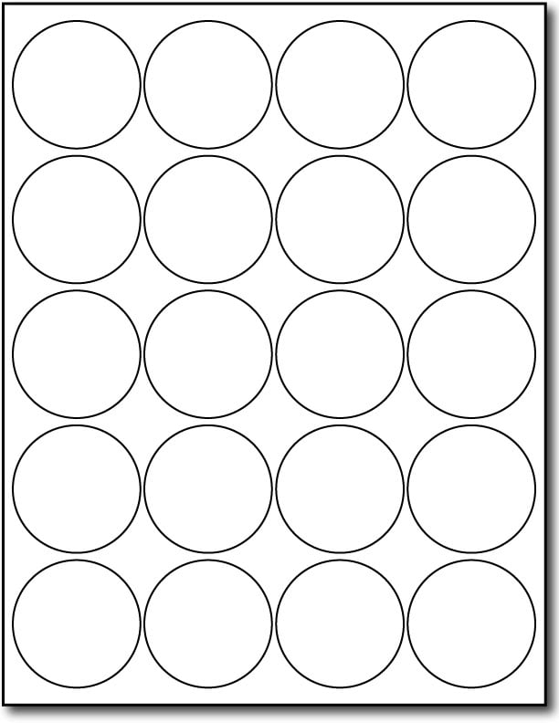 White Glossy 2 Round Labels 20 Per Page 10 Sheets 200 Labels 